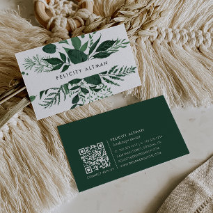 Wild Forest Botanical QR Code Business Card