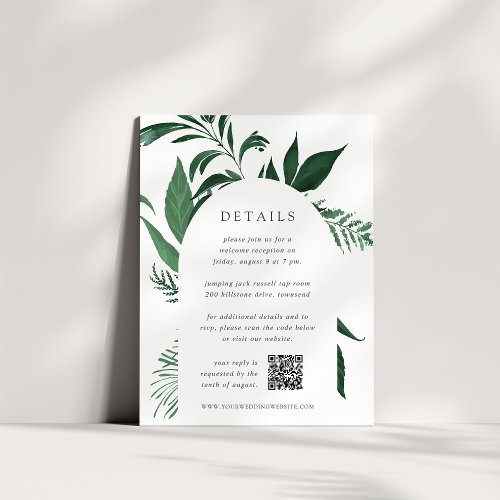 Wild Forest Botanical QR Code Wedding Details Enclosure Card