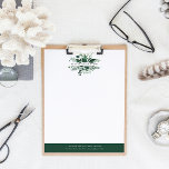 Wild Forest Business Logo Letterhead<br><div class="desc">Elegant botanical letterhead design displays your name and/or business name framed by a watercolor foliage border in shades of hunter and forest green. Add your business contact information along the bottom in white on coordinating dark blue.</div>