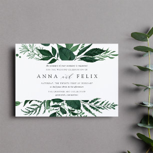 Wild Forest Emerald Green Botanical Wedding Invitation