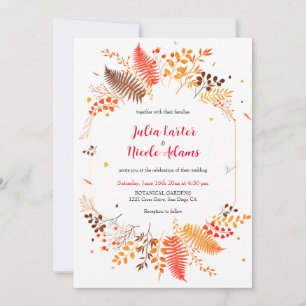 Wild Forest Fern Moss Mushroom Botanical Wedding Invitation