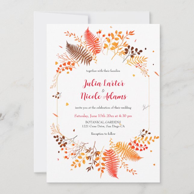 Wild Forest Fern Moss Mushroom Botanical Wedding Invitation (Front)