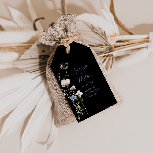 Wild Forest Floral Black Wedding Gift Tags
