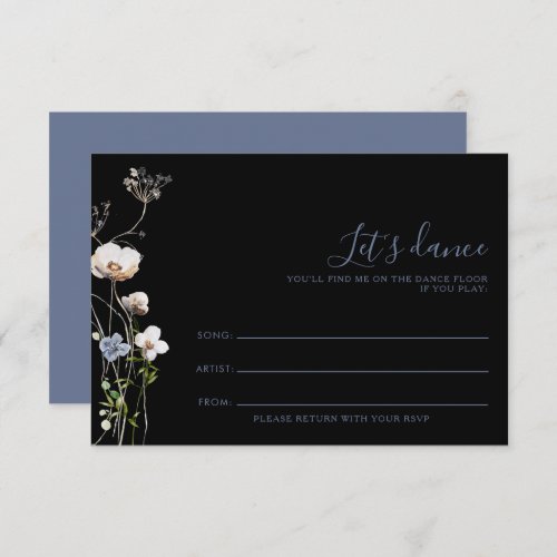 Wild Forest Floral Black Wedding Song Request Card