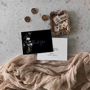 Wild Forest Floral Black Wedding  Thank You Card