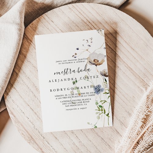 Wild Forest Floral Nuestra Boda Wedding   Invitation