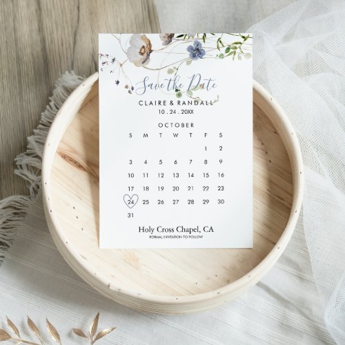 Wild Forest Floral Save the Date Calendar