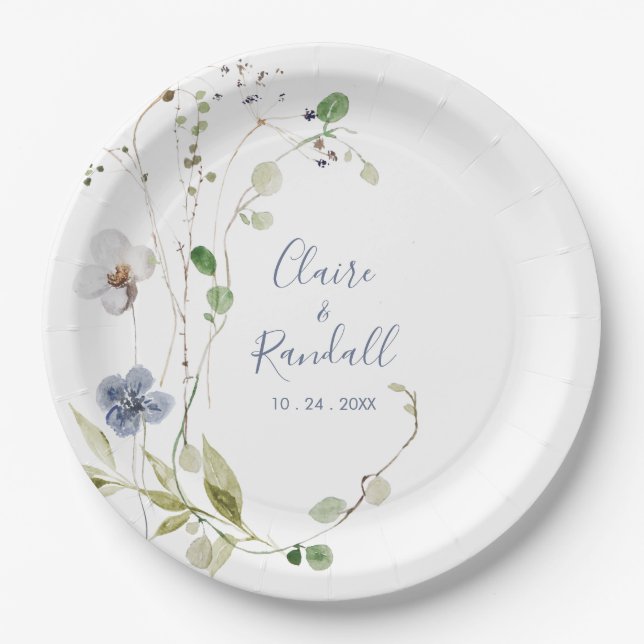 Wild Forest Floral Wedding  Paper Plates (Front)