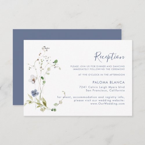 Wild Forest Floral Wedding Reception  Enclosure Card