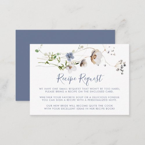 Wild Forest Floral Wedding Recipe Request  Enclosure Card