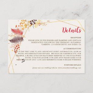 Wild Forest Flowers Fern Mushrooms Foliage Wedding Enclosure Card