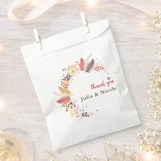 Wild Forest Flowers Fern Mushrooms Foliage Wedding Favor Bag (Clipped)