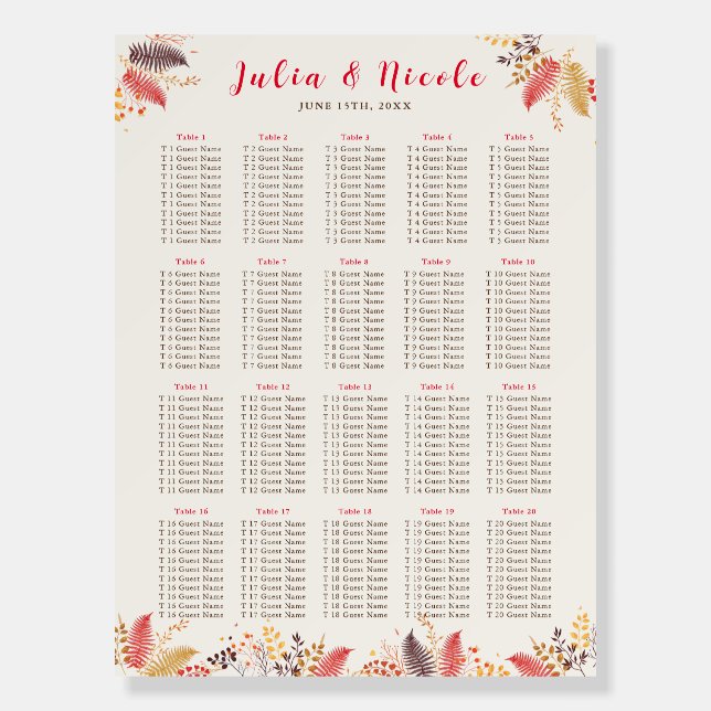 Wild Forest Flowers Fern Mushrooms Foliage Wedding Foam Board (Front)