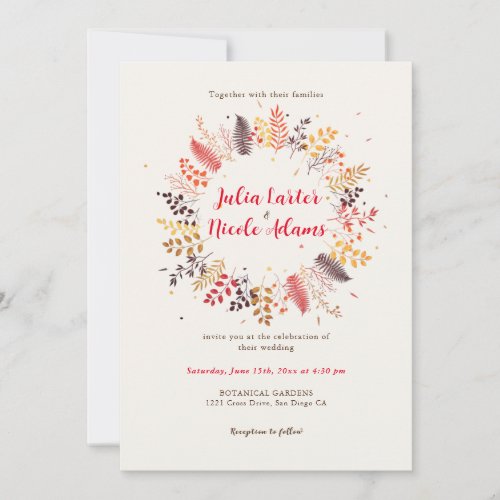 Wild Forest Flowers Fern Mushrooms Foliage Wedding Invitation