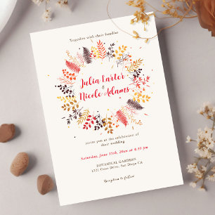 Wild Forest Flowers Fern Mushrooms Foliage Wedding Invitation