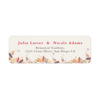 Wild Forest Flowers Fern Mushrooms Foliage Wedding Label