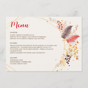 Wild Forest Flowers Fern Mushrooms Foliage Wedding Menu