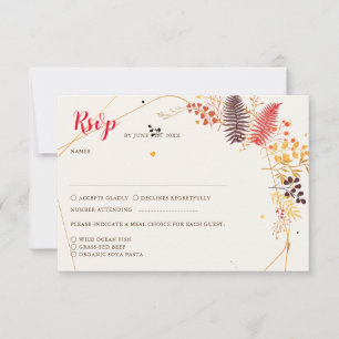 Wild Forest Flowers Fern Mushrooms Foliage Wedding RSVP Card