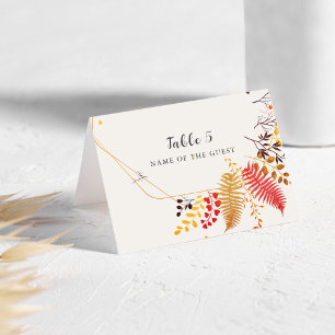 Wild Forest Flowers Mushrooms Wedding Place Card