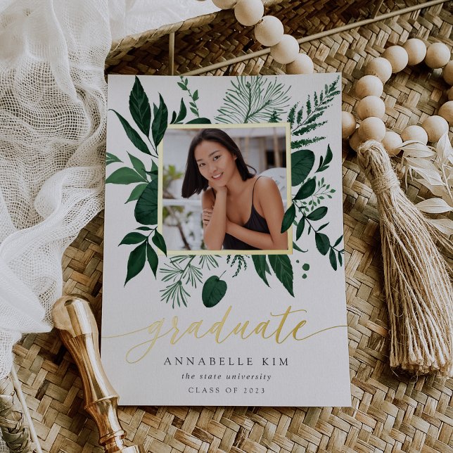 Wild Forest Foil Photo Graduation Announcement (Creator Uploaded)