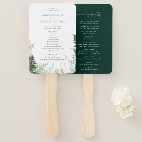 Wild Forest Foliage Wedding Program Hand Fan