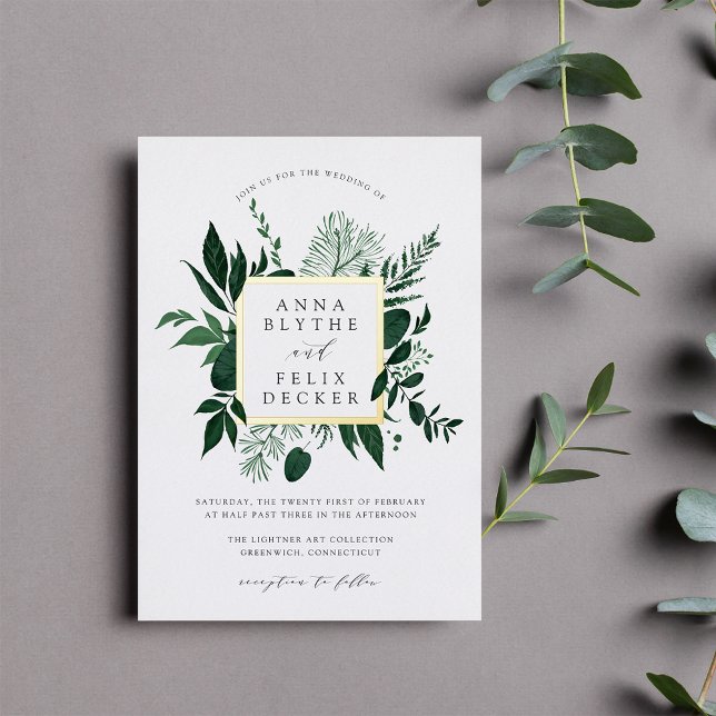 Wild Forest Frame Wedding Foil Invitation (Creator Uploaded)