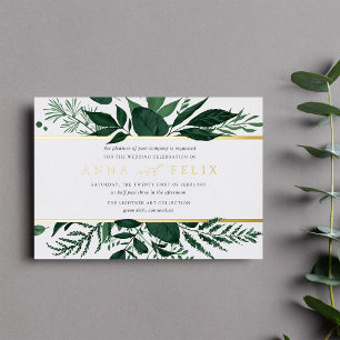 Wild Forest   Green Botanical Wedding Foil Invitation