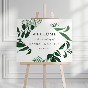Wild Forest   Green Botanical Wedding Welcome Foam Board