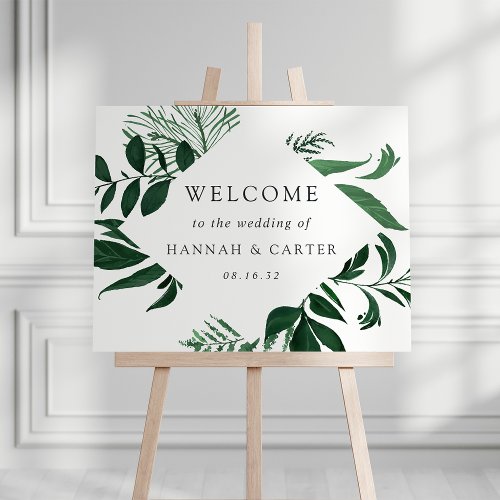 Wild Forest  Green Botanical Wedding Welcome Foam Board