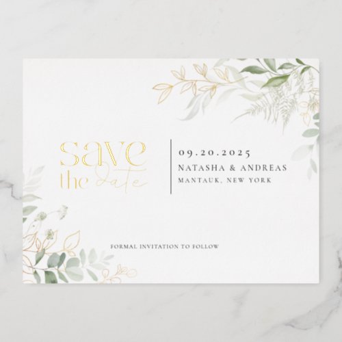 Wild Forest Greenery Save The Date Foil Invitation