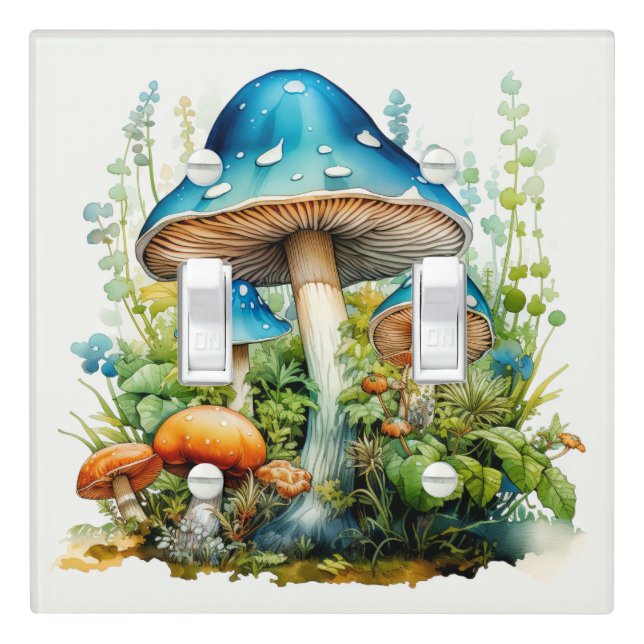 Wild Forest Mushroom Illustration Art Light Switch Cover (In Situ)