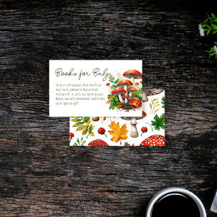 Wild forest mushrooms baby shower book request enclosure card