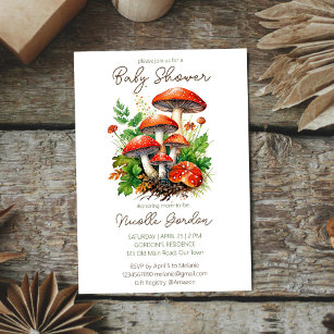 Wild forest mushrooms baby shower template