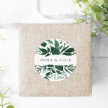 Wild Forest | Personalized Botanical Wedding Classic Round Sticker<br><div class="desc">Seal your invitation envelopes or favors with these elegant botanical wedding stickers featuring your names framed by a top and bottom border of winter watercolor foliage in rich shades of hunter green. Coordinates with our Wild Forest wedding collection.</div>
