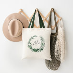 Wild Forest Personalized Tote Bag<br><div class="desc">Our custom personalized tote features a hunter green watercolor botanical wreath with your name or monogram inscribed inside in hand lettered script. Designed to coordinate with our Wild Forest collection.</div>