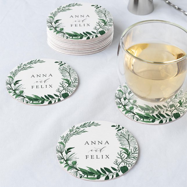 Wild Forest Personalized Wedding Round Paper Coaster (Creator Uploaded)