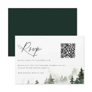 Wild Forest Pine Trees Wedding QR Code RSVP Card