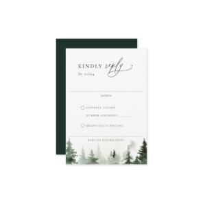 Wild Forest Pine Trees Wedding RSVP Card