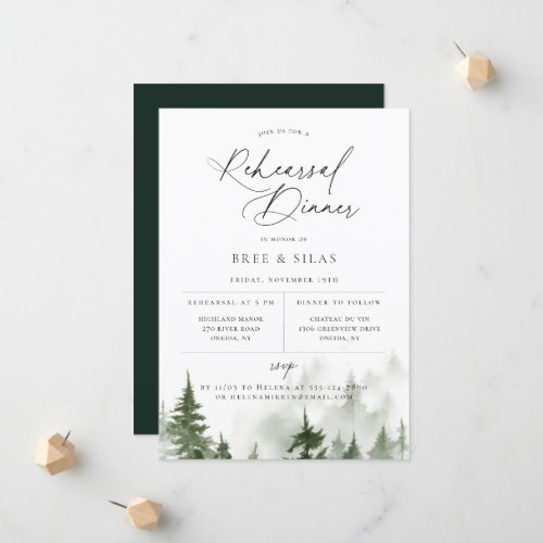 Wild Forest Pines Rehearsal Dinner Announcement