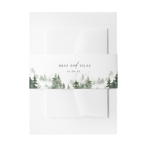 Wild Forest Pines Wedding Invitation Belly Band