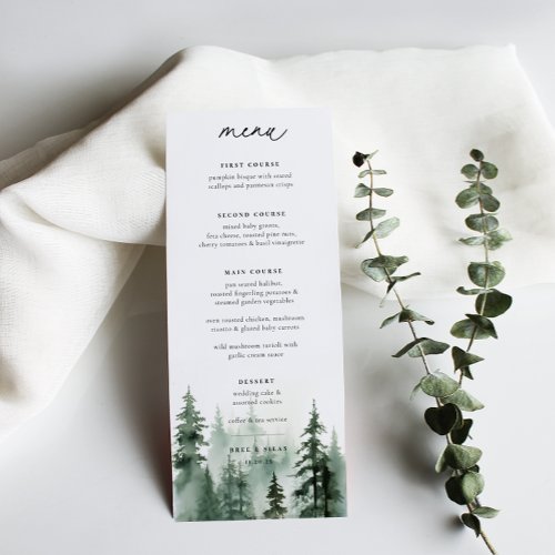 Wild Forest Pines Wedding Menu