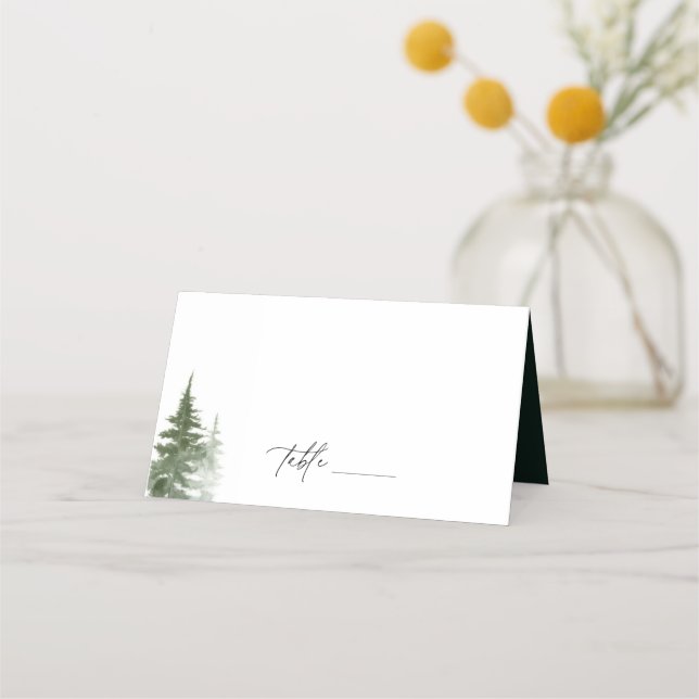 Wild Forest Pines Wedding Place Card (Front)