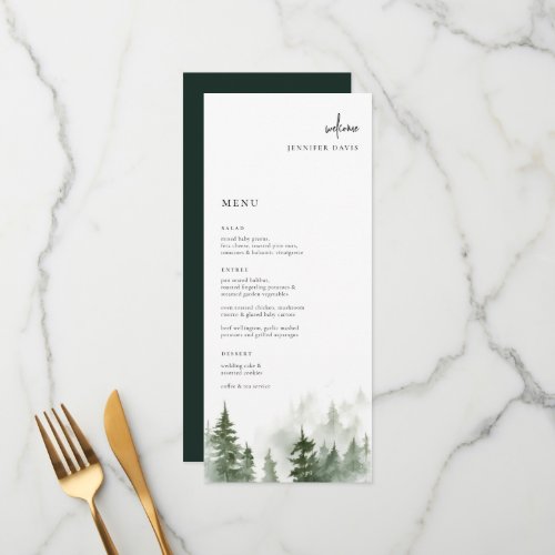 Wild Forest Pines Wedding Place Card Menu