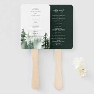 Wild Forest Pines Wedding Program Hand Fan
