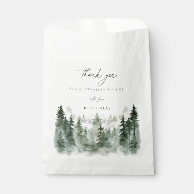 Wild Forest Pines Wedding Thank You Favor Bag (Front)