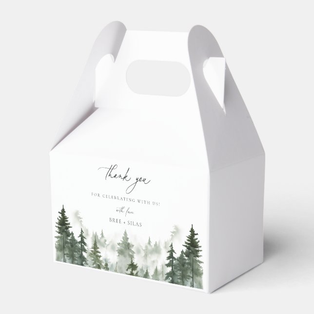 Wild Forest Pines Wedding Thank You Favor Boxes (Front Side)