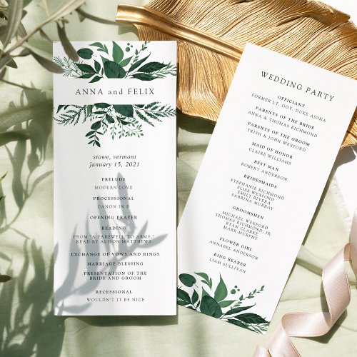 Wild Forest Wedding Ceremony Program