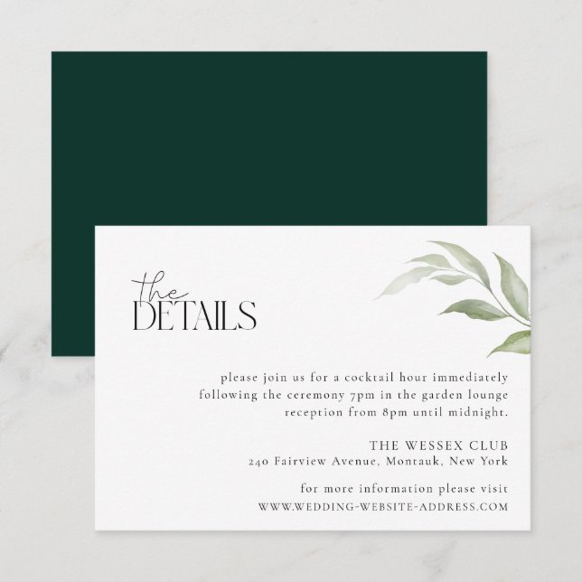 Wild Forest Wedding Details Card (Front/Back)