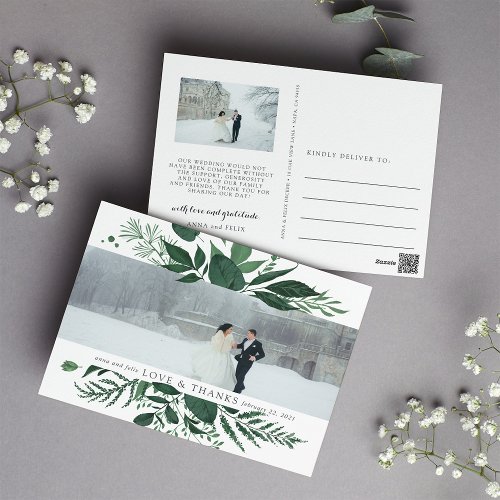 Wild Forest  Wedding Photo Thank You Postcard