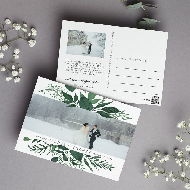 Wild Forest | Wedding Photo Thank You Postcard (Creator Uploaded)